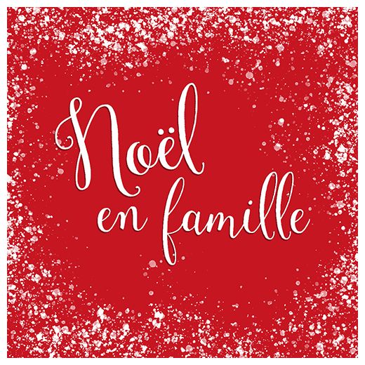 Servett, 3-lags 1/4-vikt 33 cm x 33 cm röd "Noel en Famille" 1