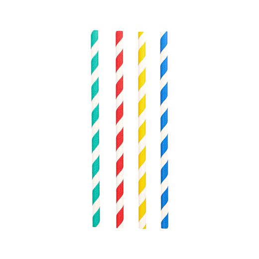 Shake-sugrör av papper "pure" Ø 8 mm · 21 cm sorterade färger "Stripes" 1