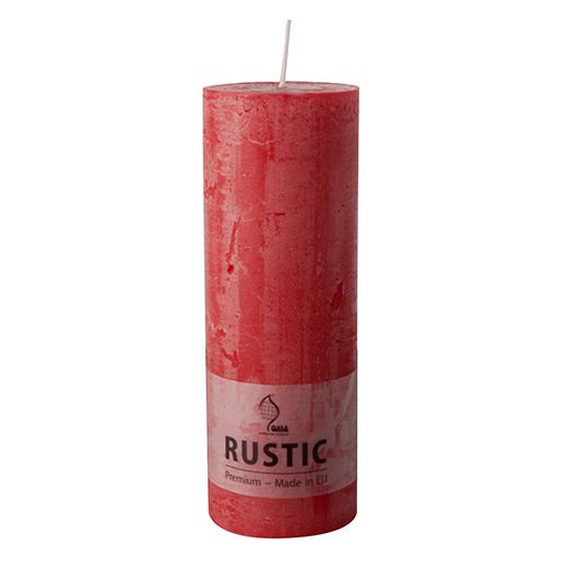 Cylinderljus Ø 68 mm · 190 mm röd "Rustic" genomfärgade 1
