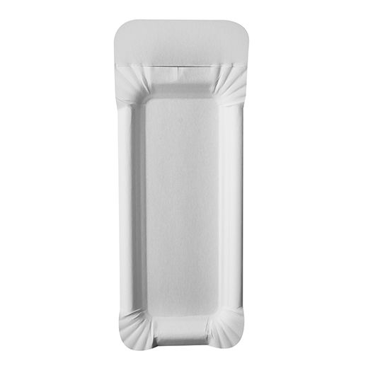 Tallrik, papper "pure" kantig 8 cm x 21 cm vit med handtag 1