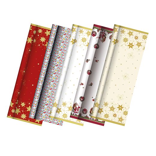 Duk, papper 7 m x 1,2 m "Julmotiv sorterat" lackat 1
