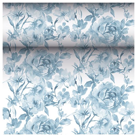 Bordslöpare, tygliknande, PV-Tissue mix "ROYAL Collection" 24 m x 40 cm blå "Rose" 1