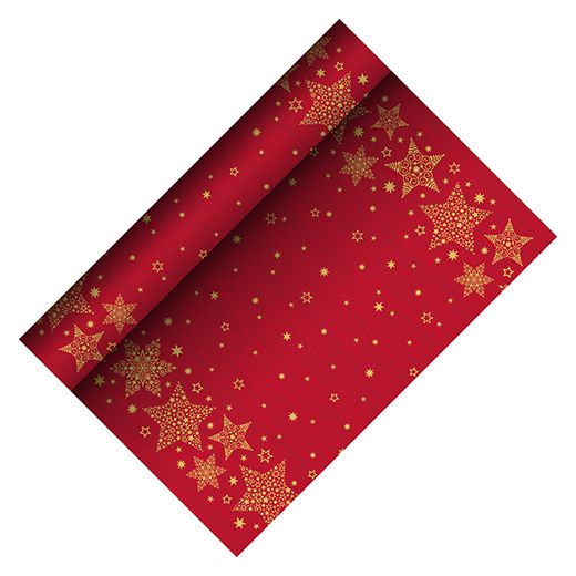 Bordslöpare, airlaid 3 m x 40 cm röd "Christmas Shine" 1