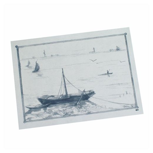 Bordstablett, papper 30 cm x 40 cm vit "roddbåt" 1