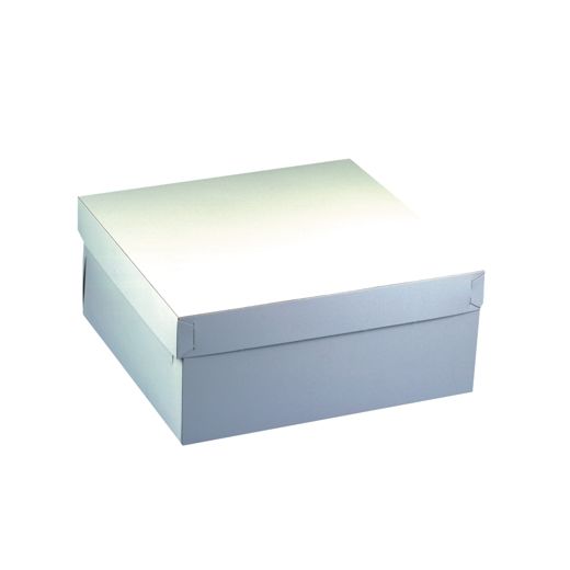 Cake lådor, med lock, papper kantig 30 cm x 30 cm x 10 cm vit 1
