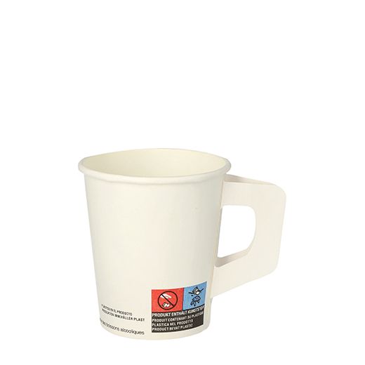 Bägare med öra, papp 0,18 l Ø 7,3 cm · 7,8 cm vit 1