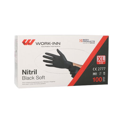 "WORK-INN/PS" Handskar, Nitril opudrade "Black Soft" svart Storlek XL 1