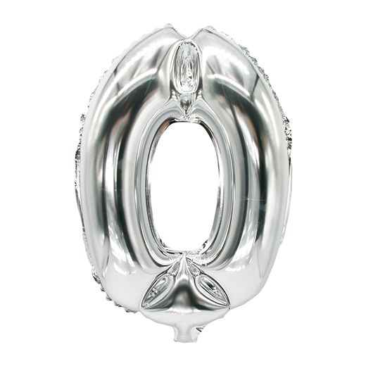 Folieballong 35 cm x 20 cm silver "0" 1
