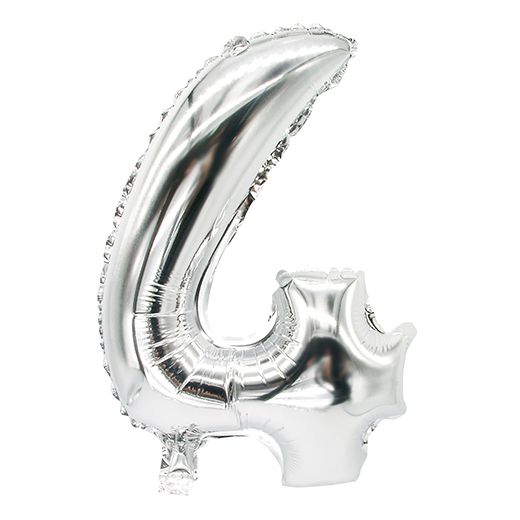 Folieballong 35 cm x 20 cm silver "4" 1