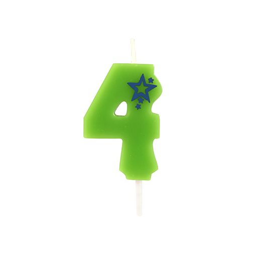 Sifferljus, Mini 6,8 cm grön "4" 1