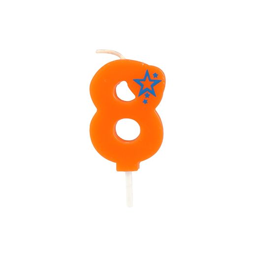 Sifferljus, Mini 6,8 cm orange "8" 1