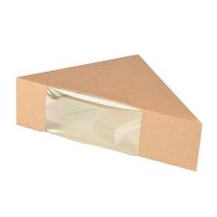 Sandwichlådor, papp med fönster av PLA "pure" 12,3 cm x 12,3 cm x 5,2 cm brun