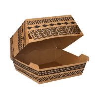 Hamburgerbox tillverkad av färskfiberkartong 5,9 cm x 14,8 cm x 13,2 cm brun "Maori" stor