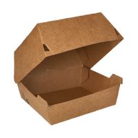 Hamburgerbox tillverkad av färskfiberkartong "Pure" 7 cm x 11,5 cm x 11 cm brun 