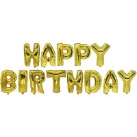 Folieballong-Set guld "Happy Birthday"