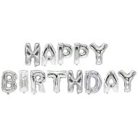Folieballong-Set silver "Happy Birthday"