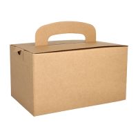 Lunch lådor, papp "pure" kantig 12,5 cm x 15,5 cm x 22,5 cm brun med handtag