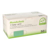 "Medi-Inn®" Munskydd Type IIR, 3-lags 9 cm x 17,5 cm grön med näsklämma och elastiska band