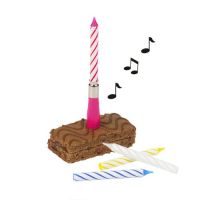 Musikljus 12 cm sorterade färger "Happy Birthday" med 3 extra ljus