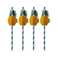 Sugrör av papper Ø 6 mm · 20 cm blå/vit "Pineapple"