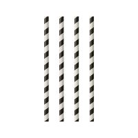 Sugrör av papper Ø 6 mm · 20 cm svart/vit "Stripes"