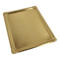 Serveringsfat, Papper, PET-belagd kantig 34 cm x 45,5 cm guld