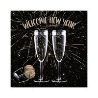 Servett, 3-lags 1/4-vikt 25 cm x 25 cm "Welcome New Year"