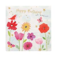 Servett, 3-lags 1/4-vikt 33 cm x 33 cm "Birthday Flowers"