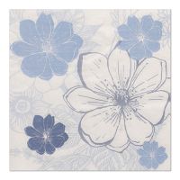 Servett, 3-lags 1/4-vikt 33 cm x 33 cm "Blue Floret"