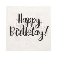 Servett, 3-lags 1/4-vikt 33 cm x 33 cm "Happy Birthday"