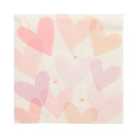 Servett, 3-lags 1/4-vikt 33 cm x 33 cm "Pastell Hearts"