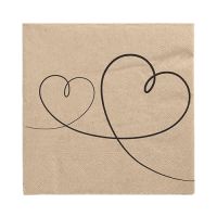 Servett, 3-lags 1/4-vikt 33 cm x 33 cm natur "Love" av återvunnet papper