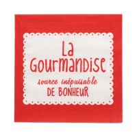 Servett, 3-lags 1/4-vikt 33 cm x 33 cm röd "La Gourmandise"