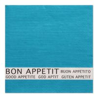 Servett, 3-lags 1/4-vikt 33 cm x 33 cm turkos "Bon Appetit"