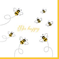Servett, 3-lags 1/4-vikt 33 cm x 33 cm "Bee Happy"