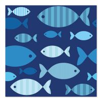 Servett, 3-lags 1/4-vikt 33 cm x 33 cm "Blue Fish"