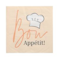 Servett, 3-lags 1/4-vikt 33 cm x 33 cm "Bon Appétit"