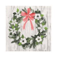 Servett, 3-lags 1/4-vikt 33 cm x 33 cm "Christmas Wreath"