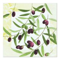 Servett, 3-lags 1/4-vikt 33 cm x 33 cm "Olive Twig"