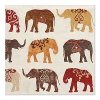 Servett, 3-lags 1/4-vikt 33 cm x 33 cm "Elephants"