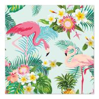 Servett, 3-lags 1/4-vikt 33 cm x 33 cm "Exotic Flamingos"