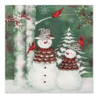 Servett, 3-lags 1/4-vikt 33 cm x 33 cm "Forest Snowmen"