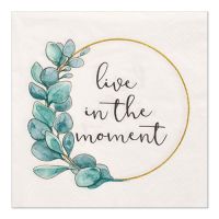 Servett, 3-lags 1/4-vikt 33 cm x 33 cm "Live in the Moment"