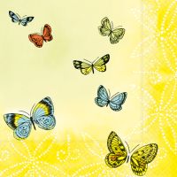 Servett, 3-lags 1/4-vikt 33 cm x 33 cm "Papillons"