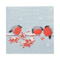 Servett, 3-lags 1/4-vikt 33 cm x 33 cm "Red Gorded Birds"