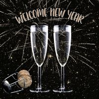 Servett, 3-lags 1/4-vikt 33 cm x 33 cm "Welcome New Year"