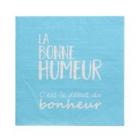 Servett, 3-lags 1/4-vikt 33 cm x 33 cm blå "La Bonne Humeur"