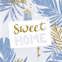 Servett, 3-lags 1/4-vikt 33 cm x 33 cm blå "Sweet Home"