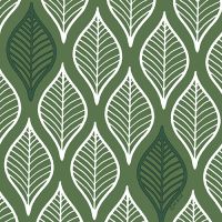 Servett, 3-lags 1/4-vikt 33 cm x 33 cm mörkgrön "Leafy"