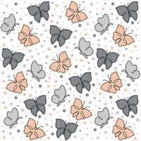 Servett, 3-lags 1/4-vikt 33 cm x 33 cm grå "Papillons"